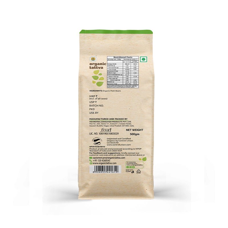 Organic Tattva Moth Beans | Organic Matki | Premium Quality Whole Moth | Protein & Fibre Rich Legumes for Everyday Cooking thumbnail 2
