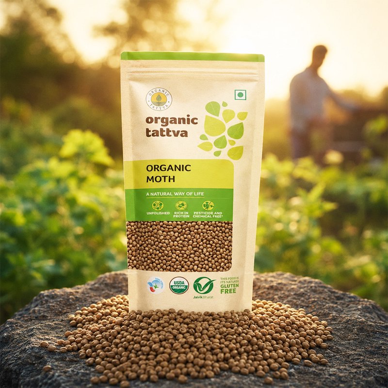 Organic Tattva Moth Beans | Organic Matki | Premium Quality Whole Moth | Protein & Fibre Rich Legumes for Everyday Cooking