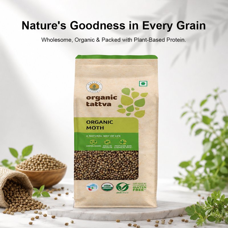 Organic Tattva Moth Beans | Organic Matki | Premium Quality Whole Moth | Protein & Fibre Rich Legumes for Everyday Cooking