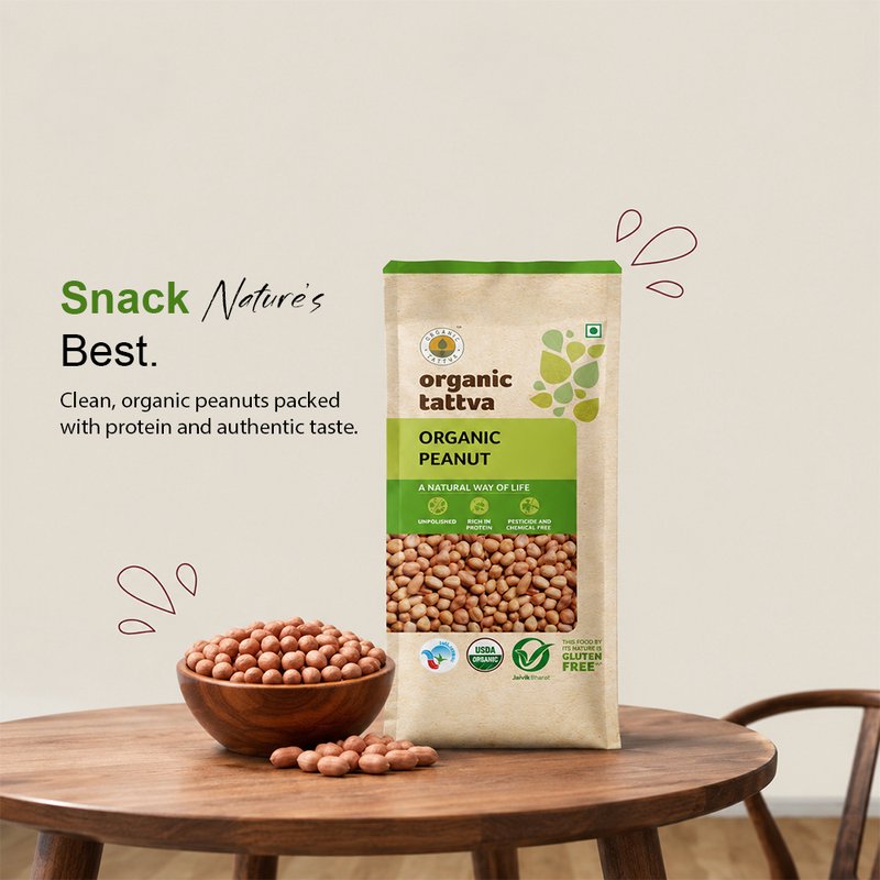Organic Tattva Peanuts | Organic Groundnuts | Premium Raw Peanuts | Protein-Rich Nuts for Cooking & Snacking