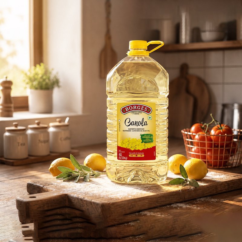 Borges Canola Oil | Premium Refined Canola Cooking Oil | Light & Mild Edible Oil | Ideal for Frying, Sautéing, Baking & Everyday Cooking