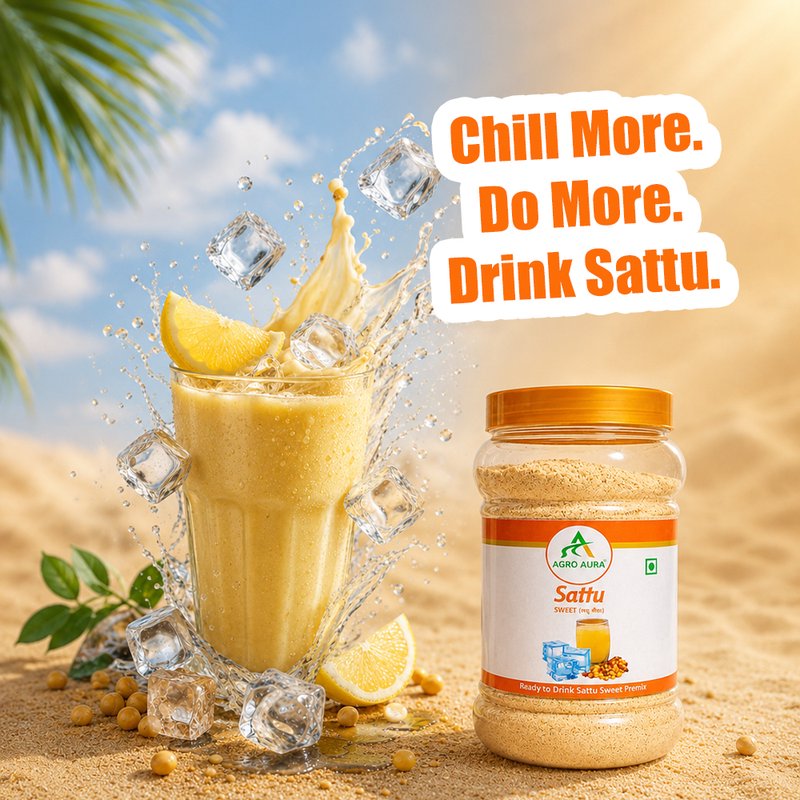 Agro Aura Sweet Sattu Premix | Instant Energy Drink Mix | High Protein & Fibre | Traditional Bihar Style | Ready to Drink | 500g Pack of 2 thumbnail 3