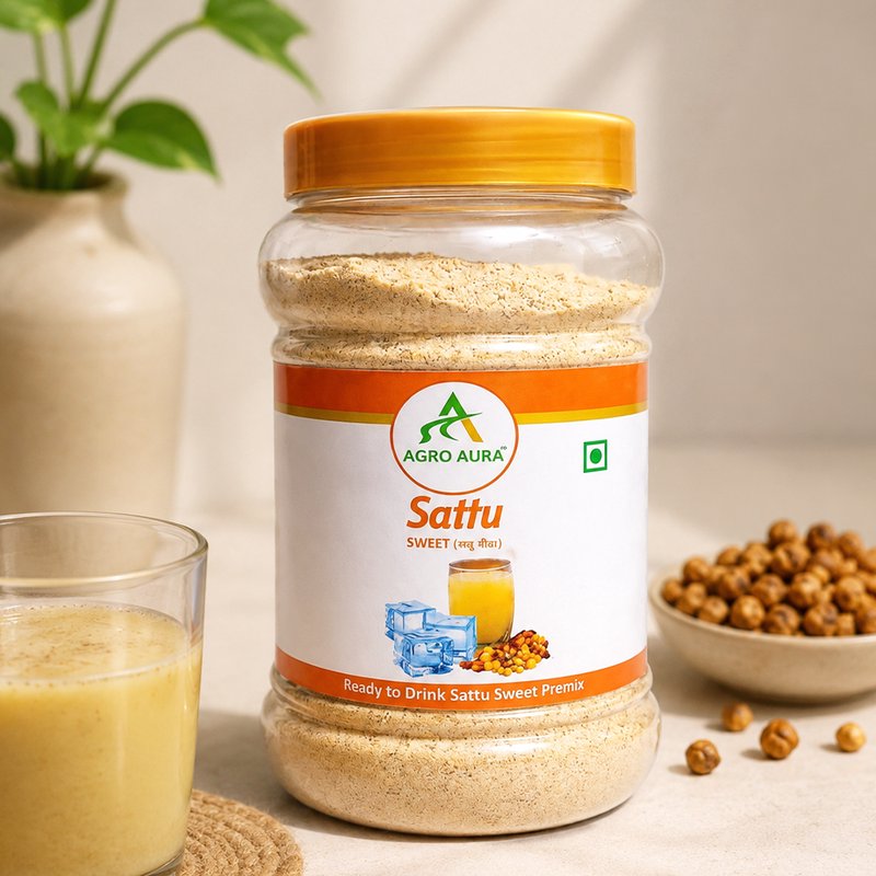 Agro Aura Sweet Sattu Premix | Instant Energy Drink Mix | High Protein & Fibre | Traditional Bihar Style | Ready to Drink | 500g Pack of 2 thumbnail 4