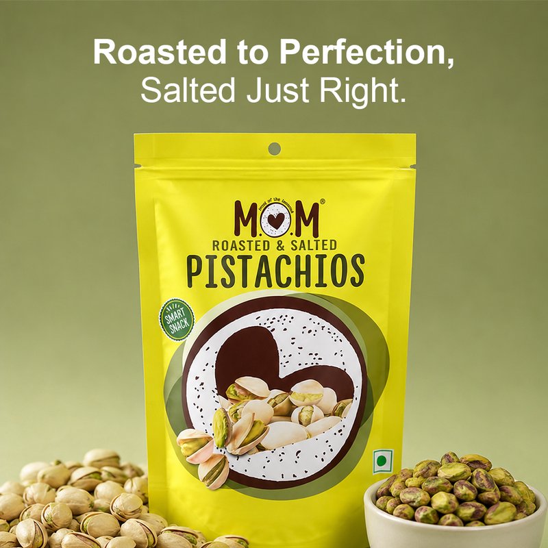 MOM Roasted Salted Pistachios 10g | Premium Roasted Pista | Ready-to-Eat Crunchy Snack | Single-Serve Pack