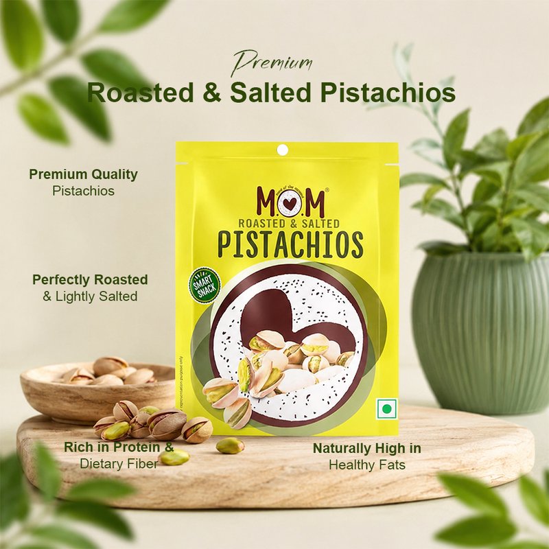 MOM Roasted Salted Pistachios 10g | Premium Roasted Pista | Ready-to-Eat Crunchy Snack | Single-Serve Pack