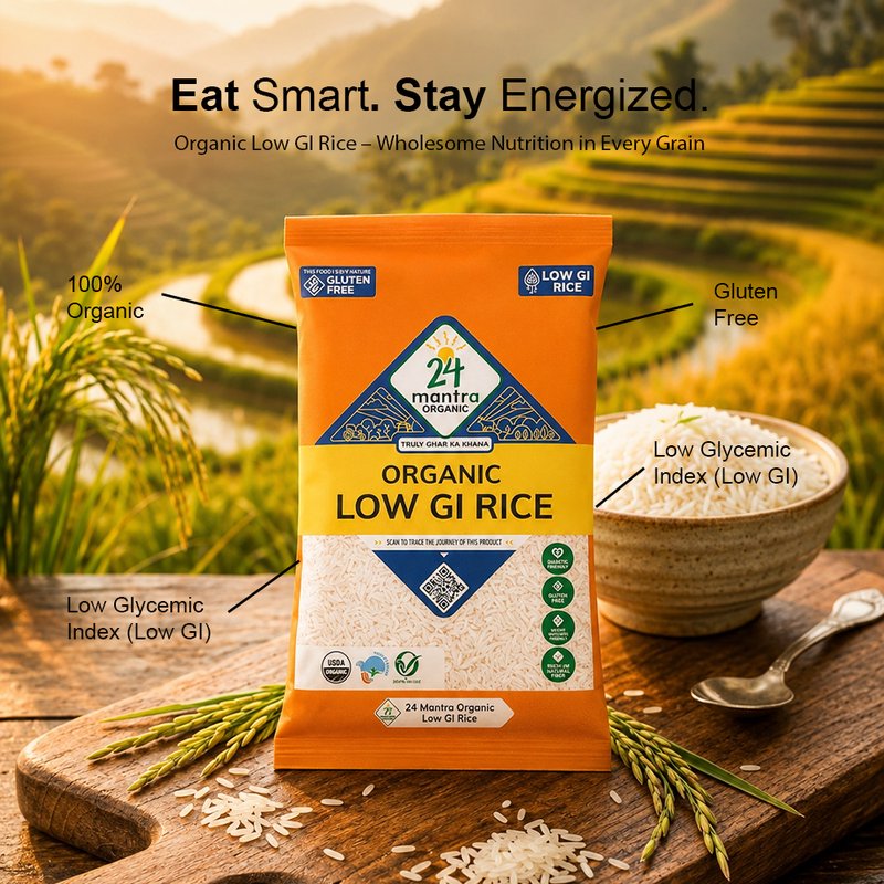 24 Mantra Organic Low GI Rice | Low Glycemic Index Rice | Premium Healthy Rice | Light & Fluffy Grains