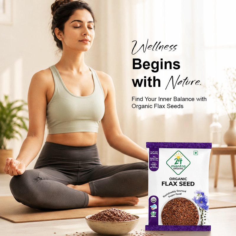 24 Mantra Organic Flax Seeds | Whole Alsi Seeds | Omega-3 Rich Superfood | High Fiber | Daily Nutrition