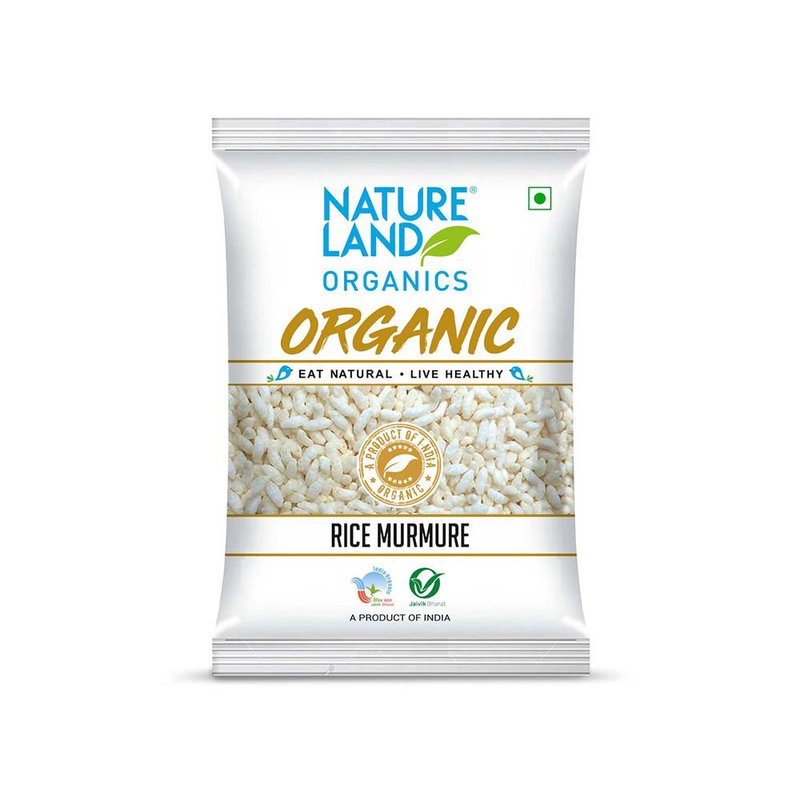 Natureland Organics Rice Murmure 200g | 100% Organic Puffed Rice | Light & Crispy Murmura for Bhel, Chivda, Snacks & Breakfast