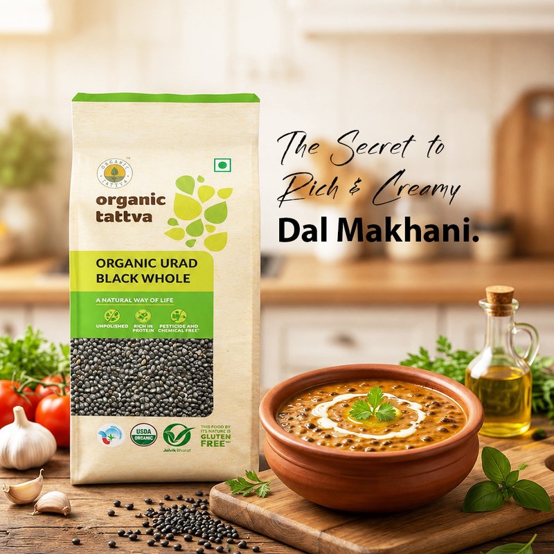 Organic Tattva Urad Black Whole | Organic Whole Black Gram | Premium Sabut Urad Dal | High Protein Lentils for Daily Dishes