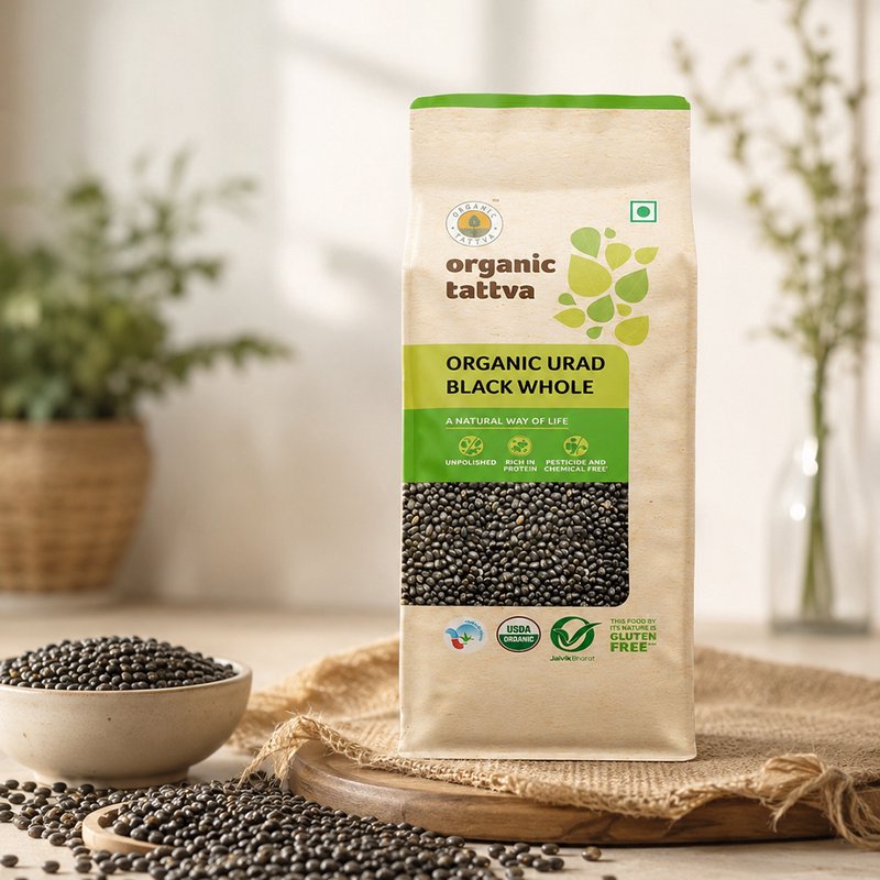 Organic Tattva Urad Black Whole | Organic Whole Black Gram | Premium Sabut Urad Dal | High Protein Lentils for Daily Dishes