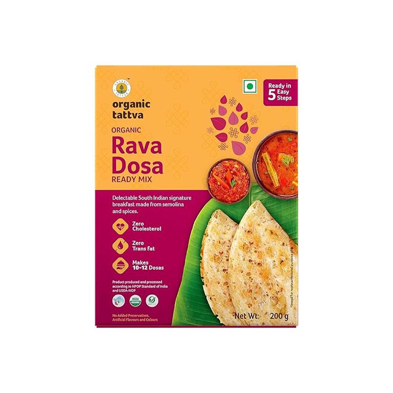 Organic Tattva Rava Dosa Ready Mix | Instant Rava Dosa Mix | Crispy South Indian Breakfast Premix