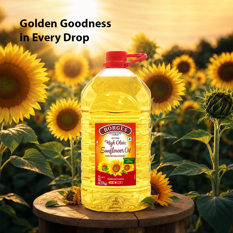 Borges Borgefrit Sunflower Oil | Refined Sunflower Cooking Oil | Light & Versatile Edible Oil | Ideal for Frying, Sautéing & Everyday Cooking
