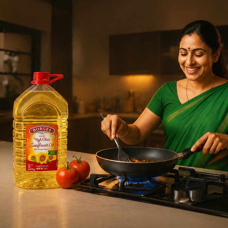 Borges Borgefrit Sunflower Oil | Refined Sunflower Cooking Oil | Light & Versatile Edible Oil | Ideal for Frying, Sautéing & Everyday Cooking