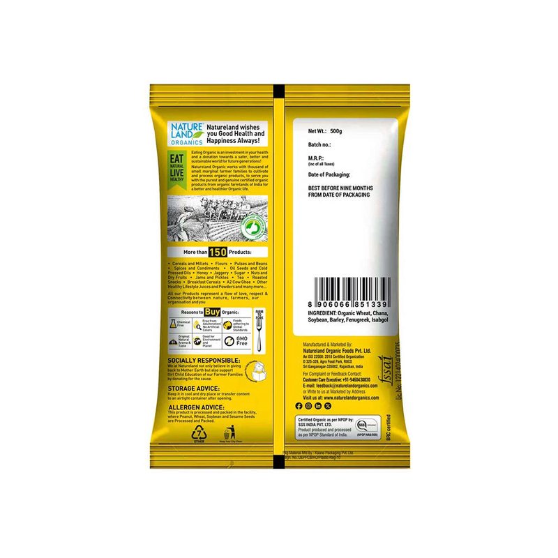 Natureland Organics Multigrain Flour 750g | 100% Organic Atta Mix | High Fibre & Protein Rich Flour for Soft Rotis, Parathas & Everyday Cooking thumbnail 2
