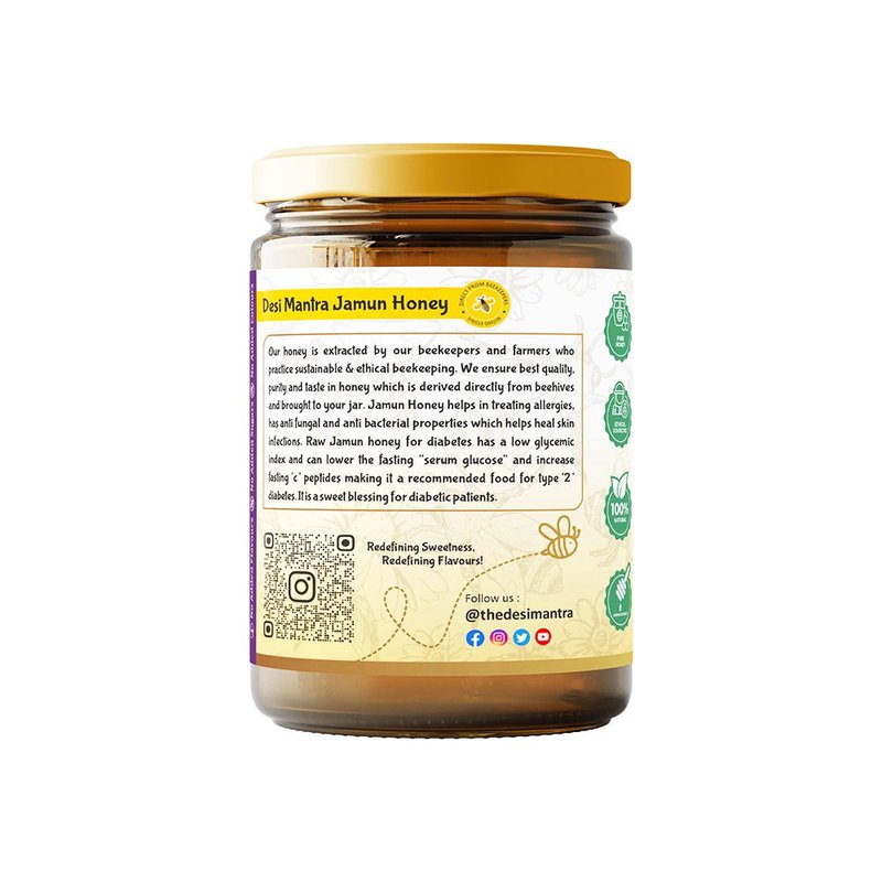 Desi Mantra Natural Jamun Honey | Pure & Raw Monofloral Honey | Unprocessed and Naturally Sourced | No Added Sugar | Rich Flavor Healthy Sweetener for Everyday Use thumbnail 2