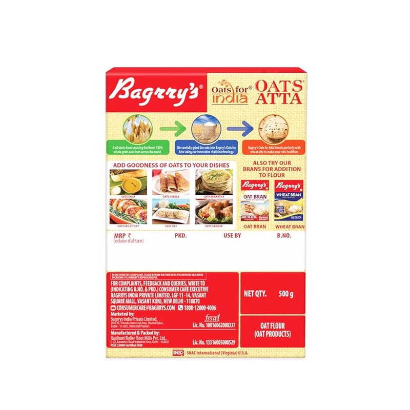 Bagrry’s Oats Atta 500 GM | High Fiber Oats Flour for Healthy Cooking | Nutritious Wholegrain Atta | Perfect for Rotis, Baking & Everyday Wellness thumbnail 2
