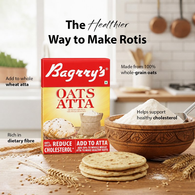 Bagrry’s Oats Atta 500 GM | High Fiber Oats Flour for Healthy Cooking | Nutritious Wholegrain Atta | Perfect for Rotis, Baking & Everyday Wellness