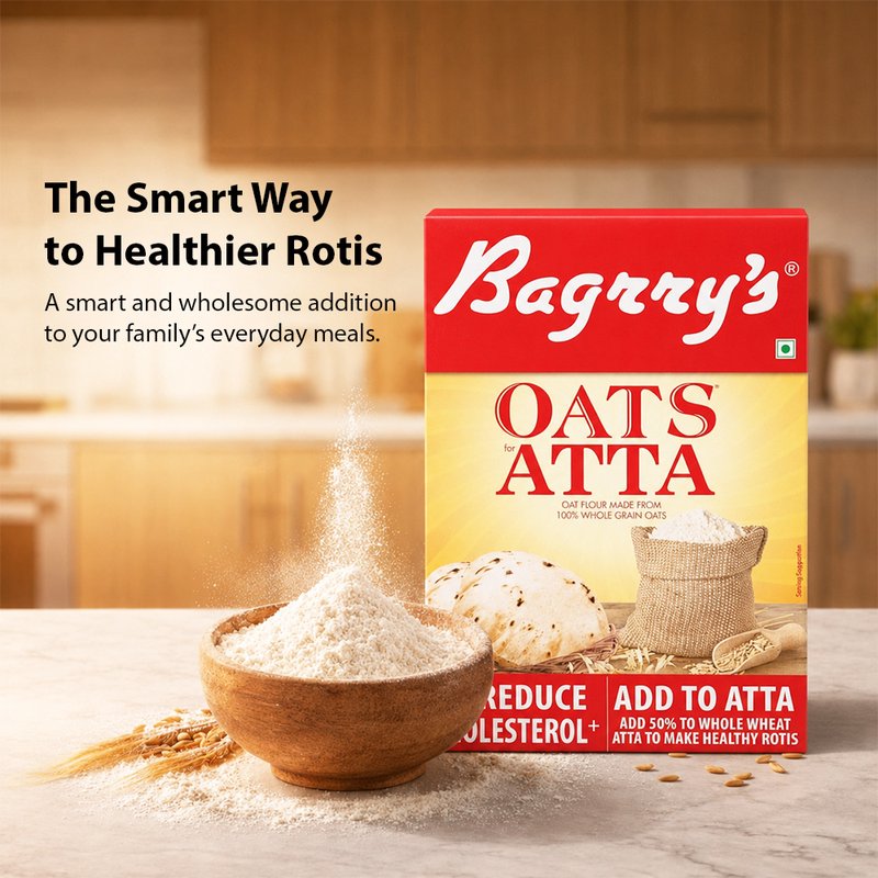 Bagrry’s Oats Atta 500 GM | High Fiber Oats Flour for Healthy Cooking | Nutritious Wholegrain Atta | Perfect for Rotis, Baking & Everyday Wellness