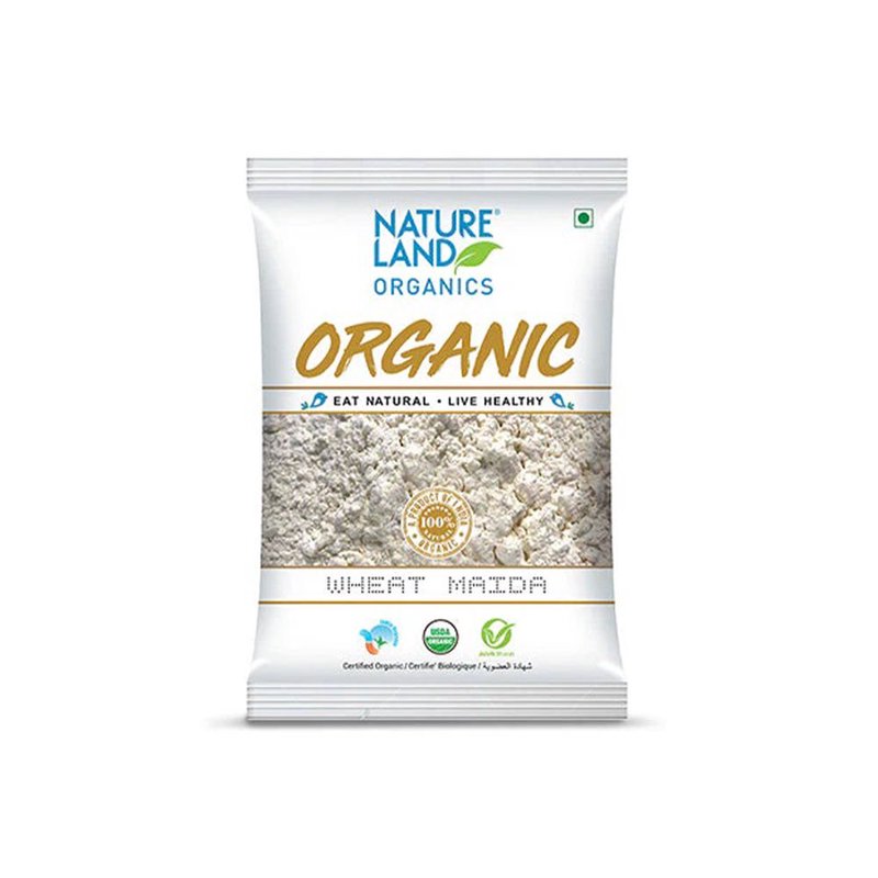 Natureland Organics Wheat Maida 500g | 100% Organic Refined Wheat Flour | Fine Texture Flour for Baking, Breads, Cakes, Cookies & Everyday Cooking