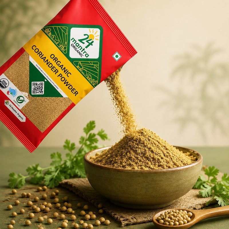 24 Mantra Organic Coriander Powder | Dhania Powder | Ground Coriander Spice | 100% Organic | Rich Aroma | Indian Masala