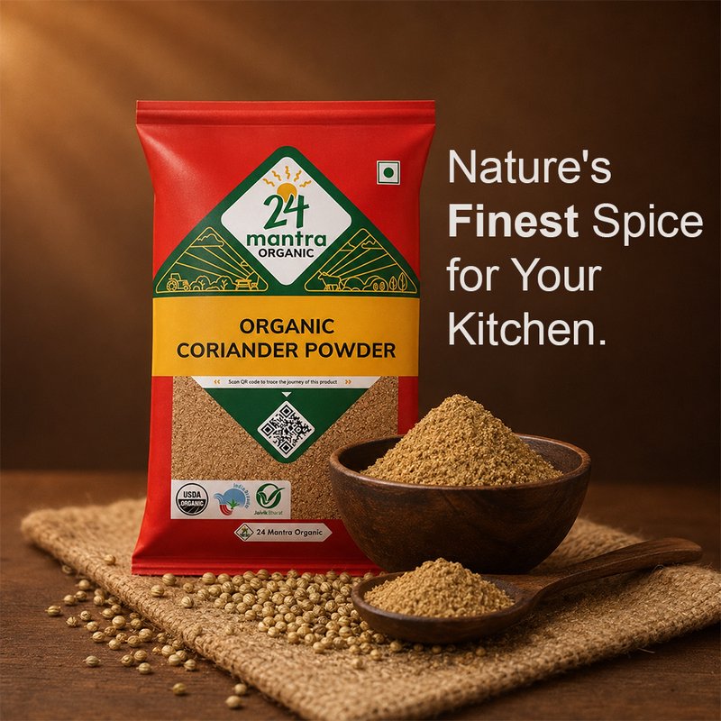 24 Mantra Organic Coriander Powder | Dhania Powder | Ground Coriander Spice | 100% Organic | Rich Aroma | Indian Masala