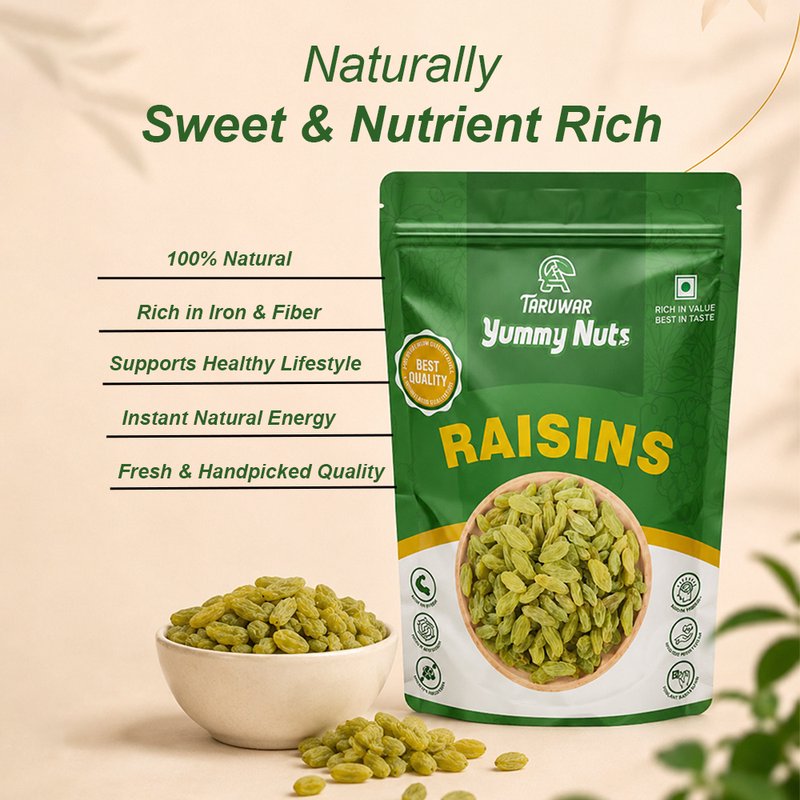 Taruwar Premium Raisins 250g | Kishmish | Naturally Sweet & Soft Dry Fruits | Rich in Iron, Fibre & Antioxidants | Healthy Snack for Energy, Digestion & Daily Nutrition | Premium Quality Raisins