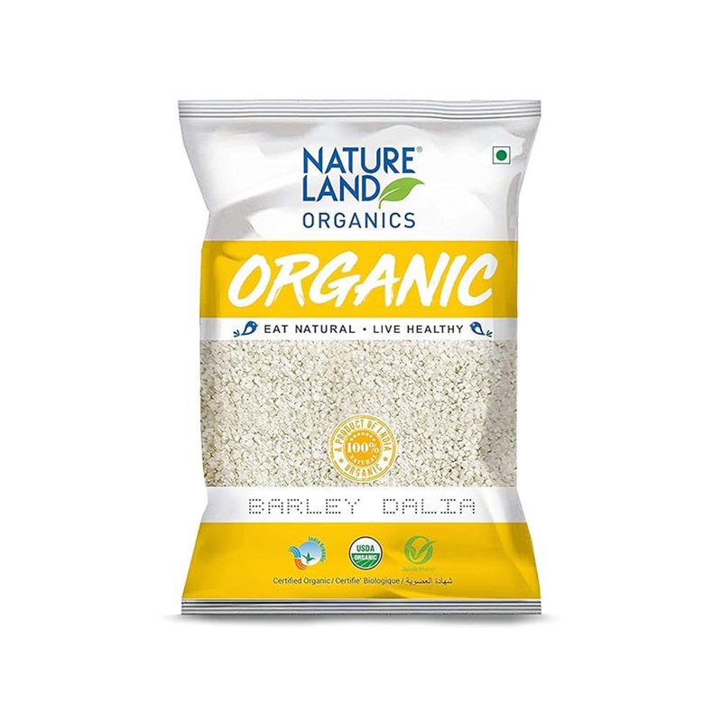 Natureland Organics Barley Dalia 500g | 100% Organic Cracked Barley | Fibre-Rich Whole Grain for Porridge, Khichdi, Soups & Healthy Meals