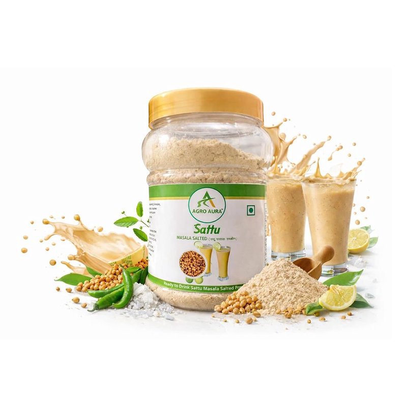 Agro Aura Sattu Masala Salted Premix | Instant Sattu Drink Mix | High Protein & Fibre | Traditional Bihar Style Beverage | Natural Energy Booster | Ready to Drink | 500g