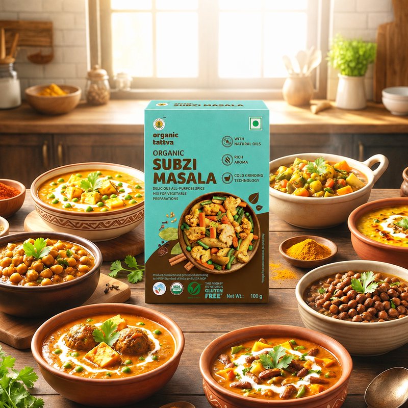 Organic Tattva Sabzi Masala | Premium Indian Spice Mix | Multi-Purpose Vegetable Masala | Everyday Cooking Spice