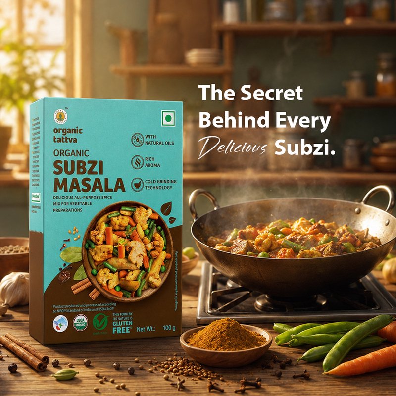 Organic Tattva Sabzi Masala | Premium Indian Spice Mix | Multi-Purpose Vegetable Masala | Everyday Cooking Spice