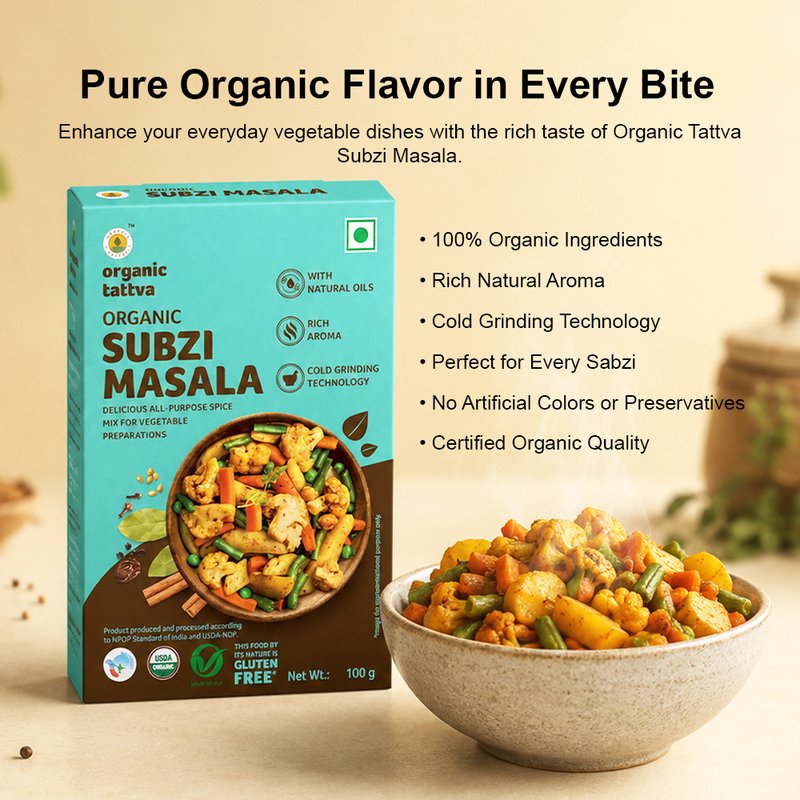 Organic Tattva Sabzi Masala | Premium Indian Spice Mix | Multi-Purpose Vegetable Masala | Everyday Cooking Spice