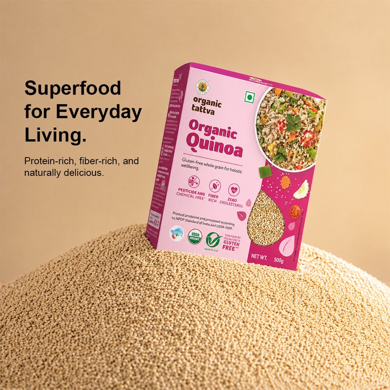 Organic Tattva Quinoa | Organic White Quinoa Seeds | Plant Protein Rich Superfood | Nutritional Quinoa for Daily Consumption