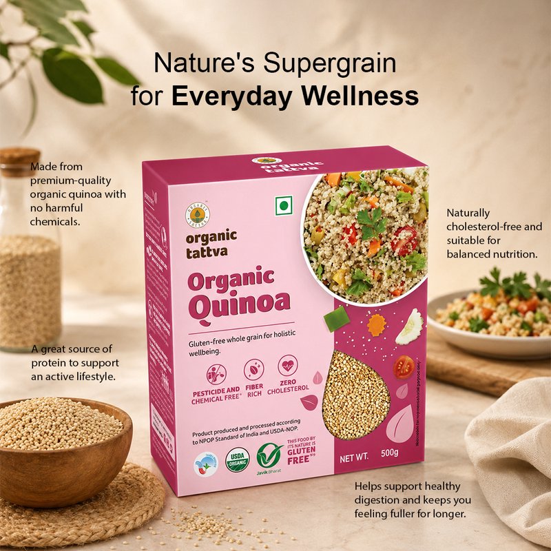 Organic Tattva Quinoa | Organic White Quinoa Seeds | Plant Protein Rich Superfood | Nutritional Quinoa for Daily Consumption