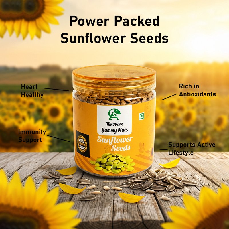 Taruwar Premium Sunflower Seeds 250g Pouch | Crunchy & Nutrient Rich Super Seeds | High Protein, Fiber & Healthy Fats | Healthy Snack for Weight Management, Immunity & Daily Nutrition | Natural & Fresh Seeds