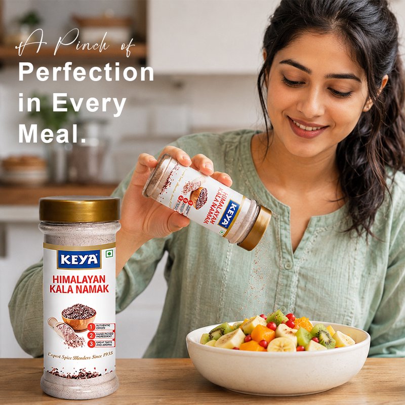 Keya Himalayan Black Salt Can | Premium Kala Namak Seasoning | Tangy Authentic Flavor for Chaats, Fruits, Salads & Everyday Cooking