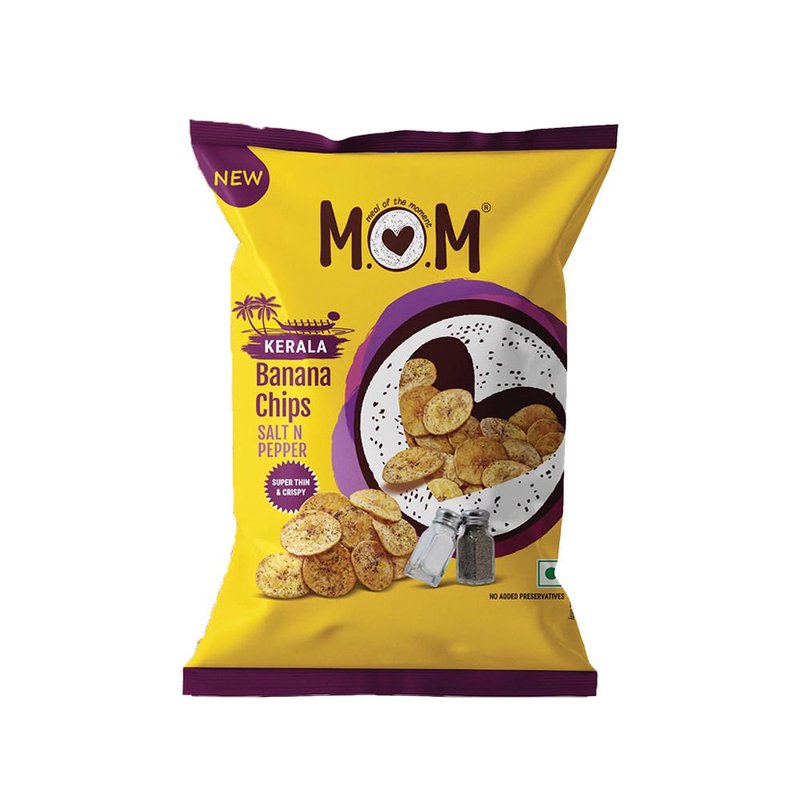 MOM Salt N Pepper Banana Chips 75g | Super Thin & Crispy Kerala Style Banana Chips | Salt & Pepper Flavored | No Artificial Flavours | Zero Trans Fat