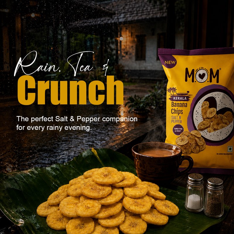 MOM Salt N Pepper Banana Chips 75g | Super Thin & Crispy Kerala Style Banana Chips | Salt & Pepper Flavored | No Artificial Flavours | Zero Trans Fat