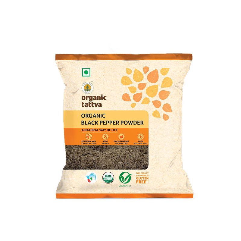 Organic Tattva Black Pepper Powder | Organic Kali Mirch Powder | Premium Ground Black Pepper | Spicy Spice for Everyday Cooking