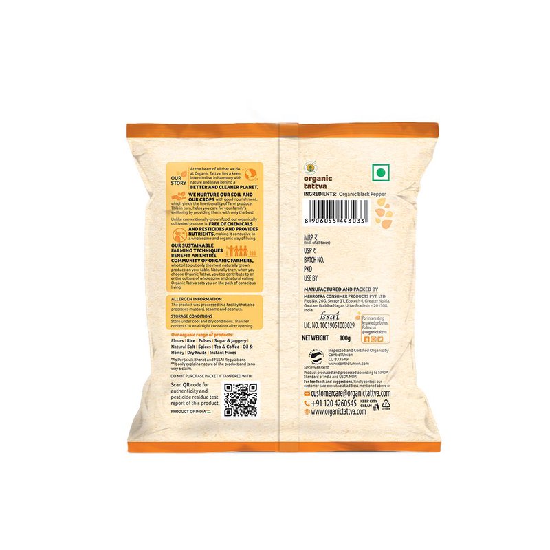 Organic Tattva Black Pepper Powder | Organic Kali Mirch Powder | Premium Ground Black Pepper | Spicy Spice for Everyday Cooking thumbnail 2
