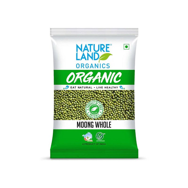 Natureland Organics Moong Whole 500g | 100% Organic Whole Green Gram | Protein & Fibre Rich Whole Moong for Sprouts, Dal, Khichdi & Everyday Cooking
