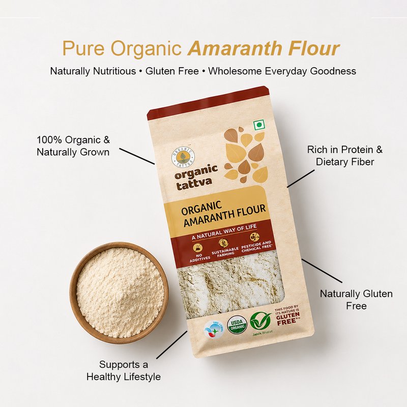 Organic Tattva Amaranth Flour | Organic Rajgira Atta | Gluten Free Flour | High Protein Flour