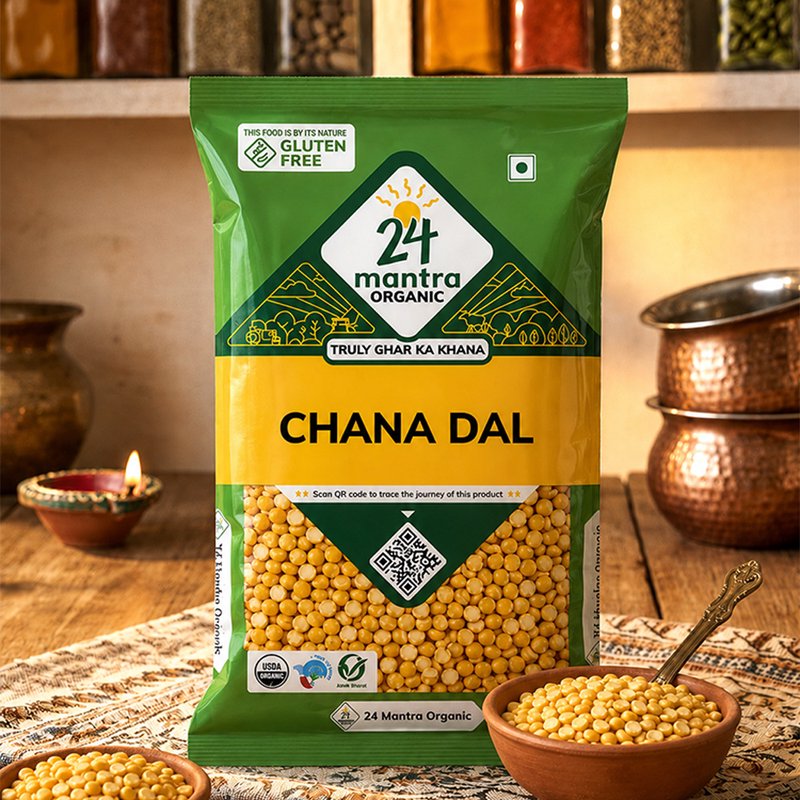 24 Mantra Organic Chana Dal | Split Bengal Gram | Premium Gram Dal | 100% Organic | Everyday Indian Pulses