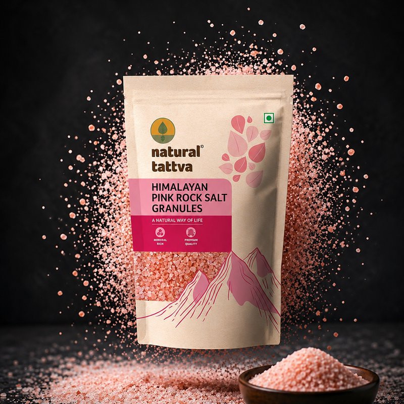 Natural Tattva Himalayan Pink Salt Granules | Pure Pink Rock Salt | Mineral Rich Salt | Natural Spices for Everyday Cooking