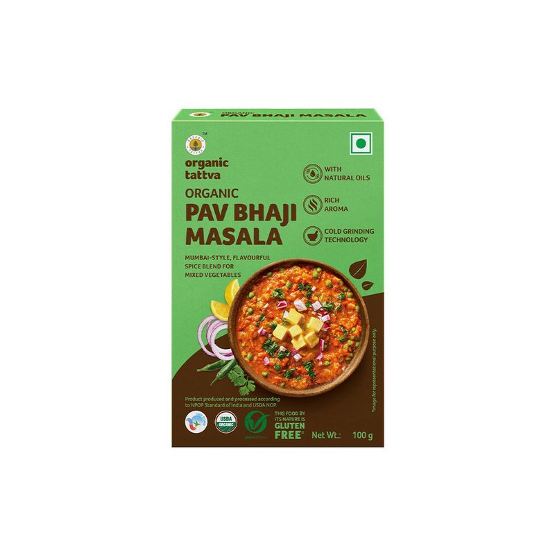 Organic Tattva Pav Bhaji Masala | Superior Quality Pav Bhaji Spice Blend | Traditional Mumbai Masala | Indian Spices