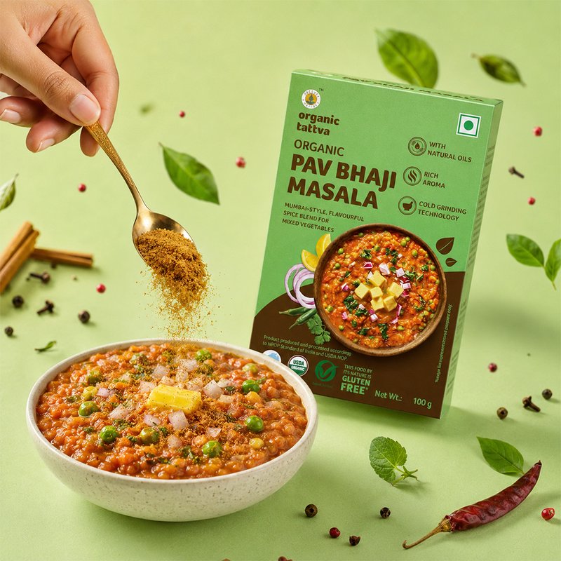 Organic Tattva Pav Bhaji Masala | Superior Quality Pav Bhaji Spice Blend | Traditional Mumbai Masala | Indian Spices
