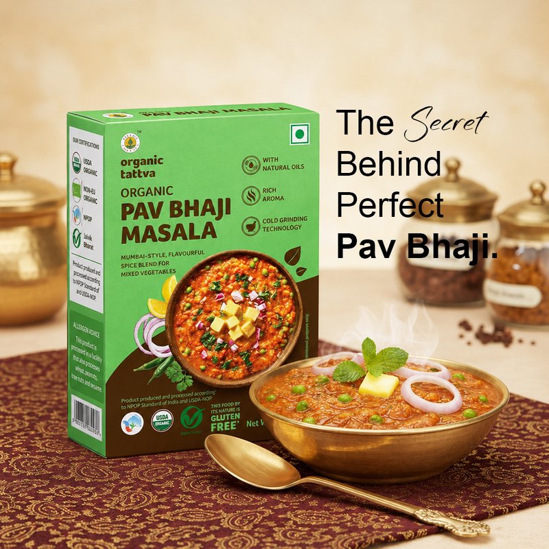 Organic Tattva Pav Bhaji Masala | Superior Quality Pav Bhaji Spice Blend | Traditional Mumbai Masala | Indian Spices