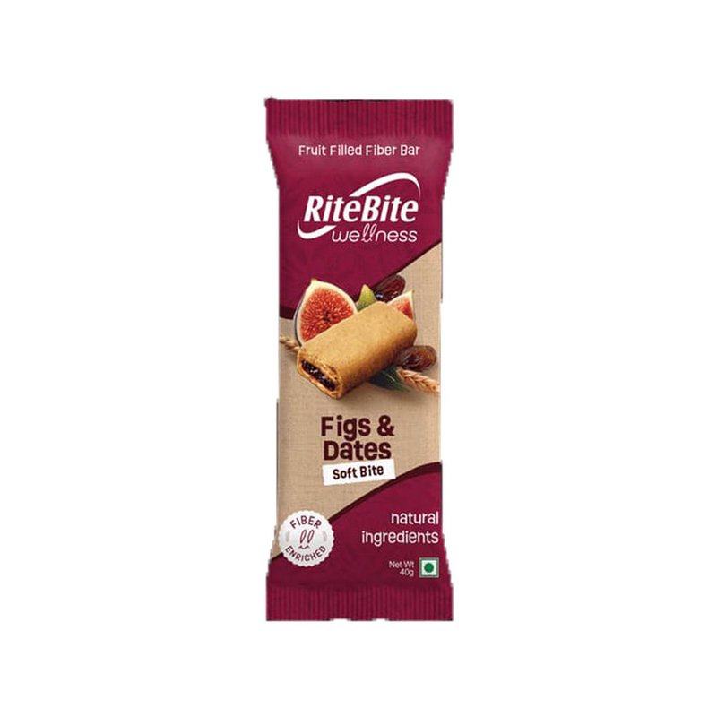 RiteBite Wellness Figs & Dates Bar | Healthy Dry Fruit Energy Bar | Rich in Fiber | No Added Sugar | Ready-to-Eat Snack