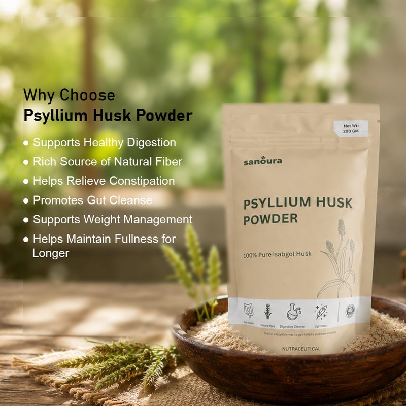 Sanoura Psyllium Husk Powder (Isabgol) | 100% Natural Fiber Supplement | Supports Digestion, Gut Health & Constipation Relief | High Fiber Isabgol Powder for Weight Management & Daily Wellness | Healthy Digestive Support for Men & Women