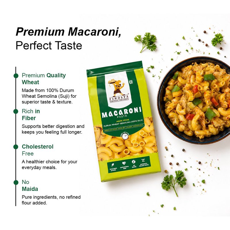 Finosta Macaroni Pasta 500g | Premium Tube-Shaped Italian Pasta | Perfect for White Sauce, Red Sauce & Baked Pasta Recipes | Easy-to-Cook Family Pasta thumbnail 3