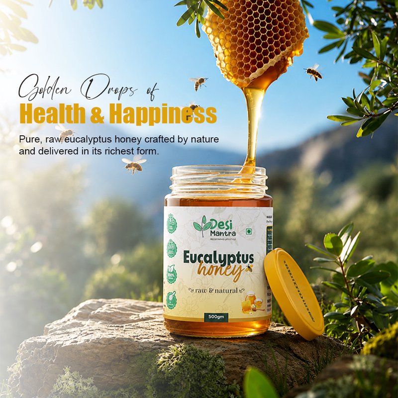 Desi Mantra Eucalyptus Honey | Pure Raw & Natural Honey | Unprocessed and Unfiltered | No Added Sugar | Refreshing Herbal Taste for Tea, Warm Water & Healthy Living thumbnail 4